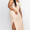 Plus Size Ribbed Cami Maxi Dress with Side Slits