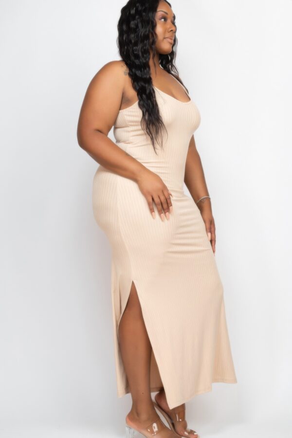 Plus Size Ribbed Cami Maxi Dress with Side Slits