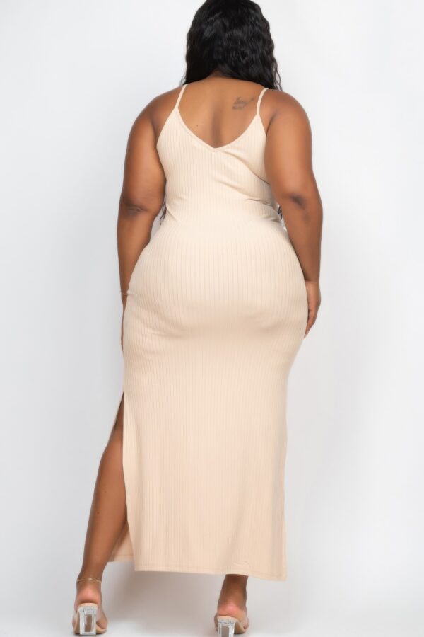 Plus Size Ribbed Cami Maxi Dress with Side Slits