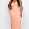 Plus Size Ribbed Cami Maxi Dress with Side Slits