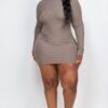 Plus Size Ribbed Mock Neck Bodycon Mini Dress