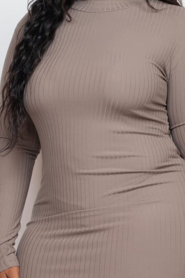 Plus Size Ribbed Mock Neck Bodycon Mini Dress