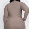 Plus Size Ribbed Mock Neck Bodycon Mini Dress