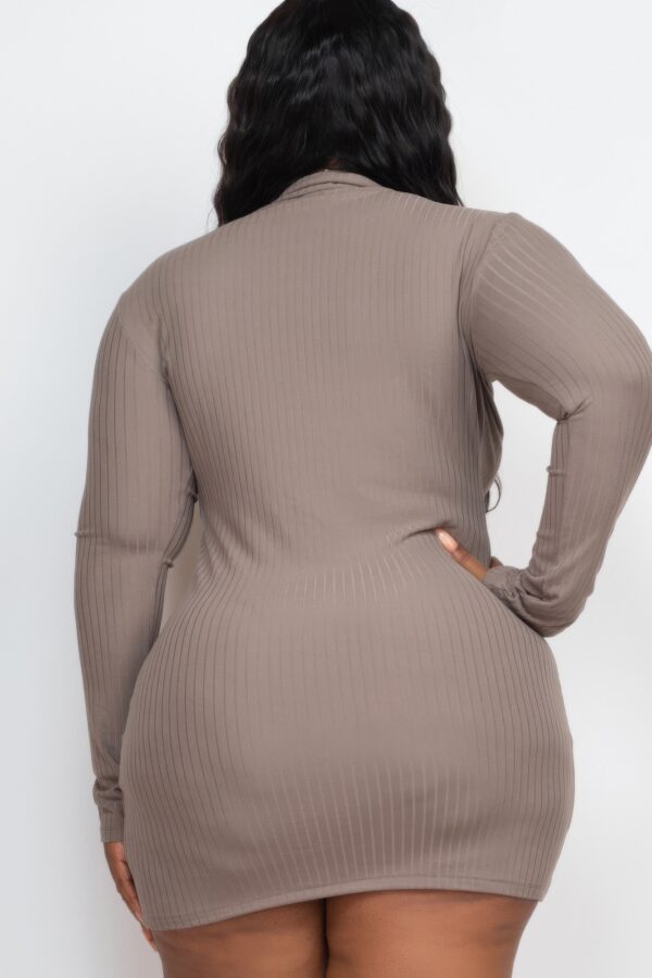 Plus Size Ribbed Mock Neck Bodycon Mini Dress