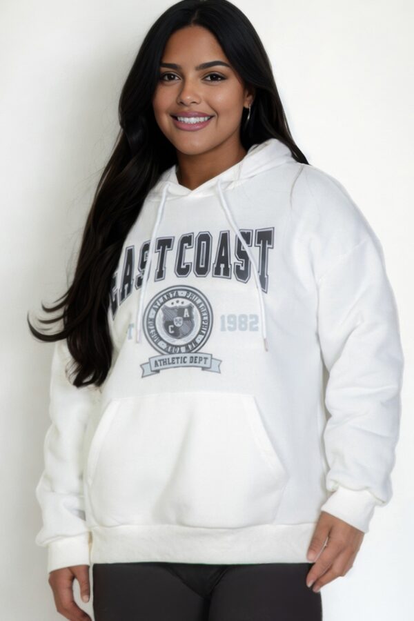 Plus Size Eastcoast Graphic Hoodie with Kangaroo Pocket