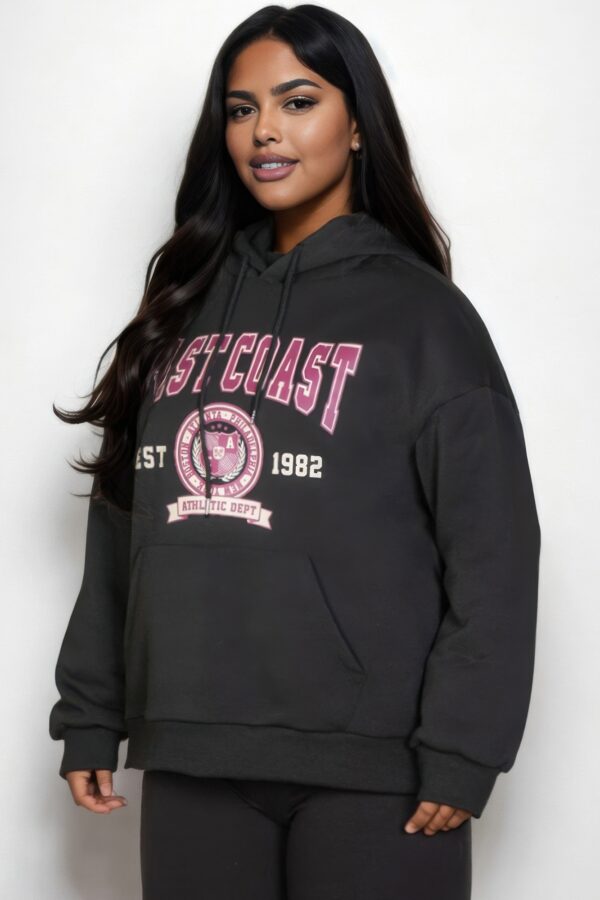 Plus Size Eastcoast Graphic Hoodie with Kangaroo Pocket