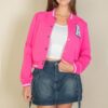 Cropped Letter-Patch Varsity Jacket with A Logo