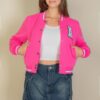 Cropped Letter-Patch Varsity Jacket with A Logo