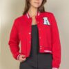 Cropped Letter-Patch Varsity Jacket with A Logo