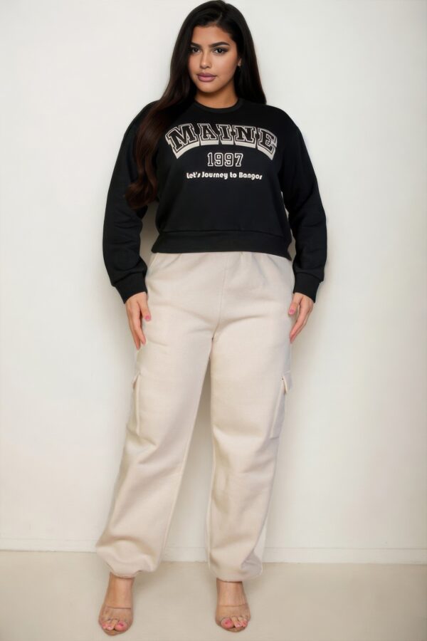 Plus Size Drop-Shoulder Sweatshirt with Maine Graphic
