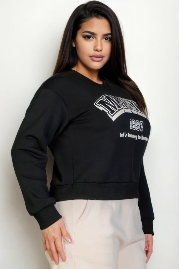 Plus Size Drop-Shoulder Sweatshirt with Maine Graphic