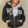 Drop Shoulder Zip Hoodie with ‘California’ Graphic
