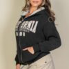 Drop Shoulder Zip Hoodie with ‘California’ Graphic