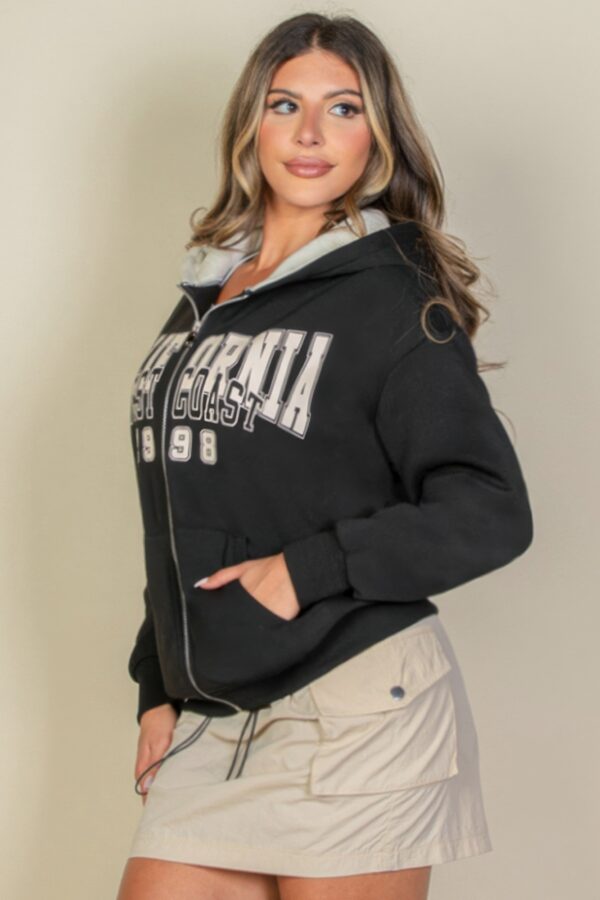Drop Shoulder Zip Hoodie with ‘California’ Graphic