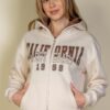 Drop Shoulder Zip Hoodie with ‘California’ Graphic