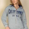 Drop Shoulder Zip Hoodie with ‘California’ Graphic