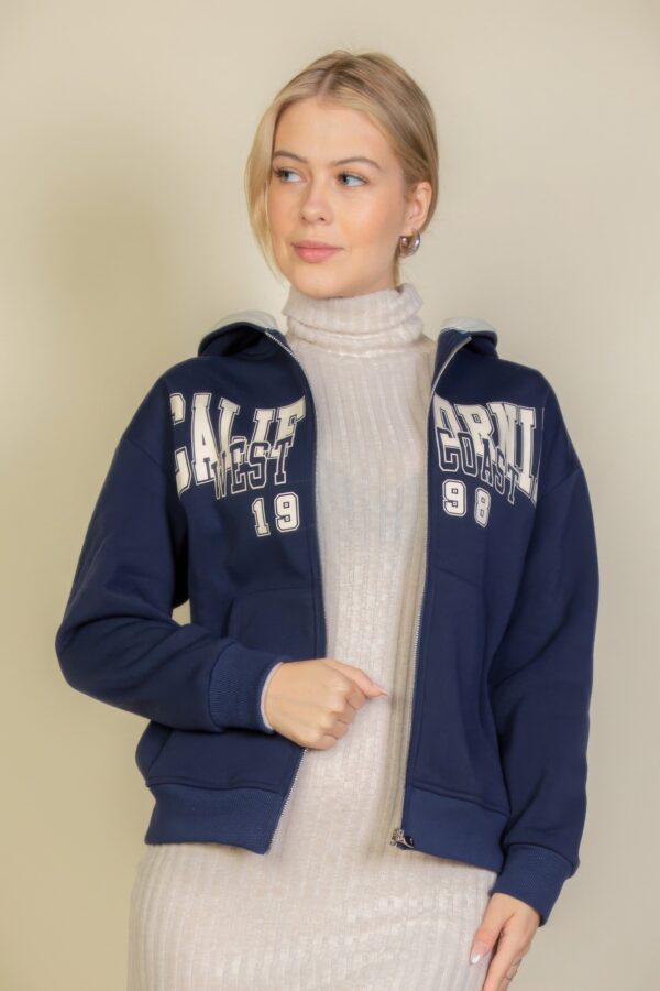 Drop Shoulder Zip Hoodie with ‘California’ Graphic
