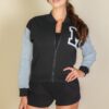 Letter Patch Striped-Trim Varsity Jacket with ‘M’ Logo