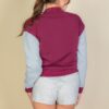 Letter Patch Striped-Trim Varsity Jacket with ‘M’ Logo
