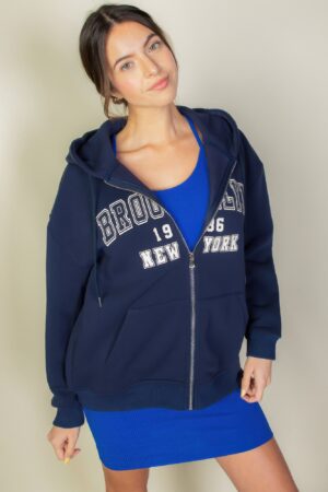 Brooklyn Graphic Drop-Shoulder Zip Hoodie