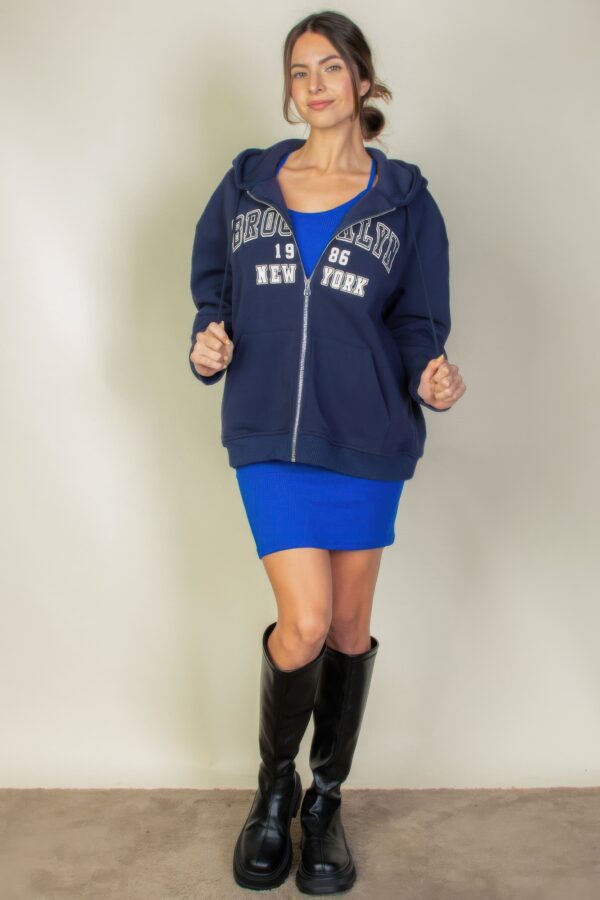 Brooklyn Graphic Drop-Shoulder Zip Hoodie