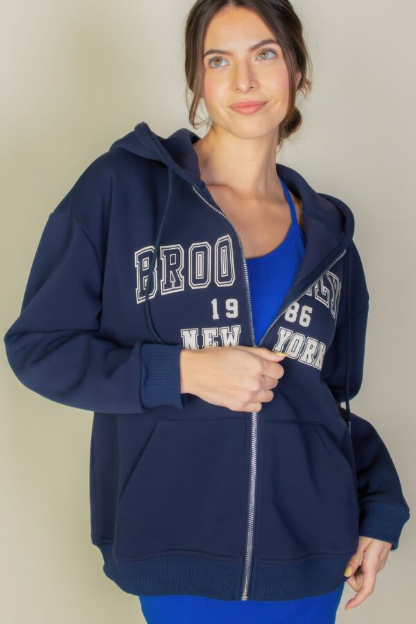 Brooklyn Graphic Drop-Shoulder Zip Hoodie