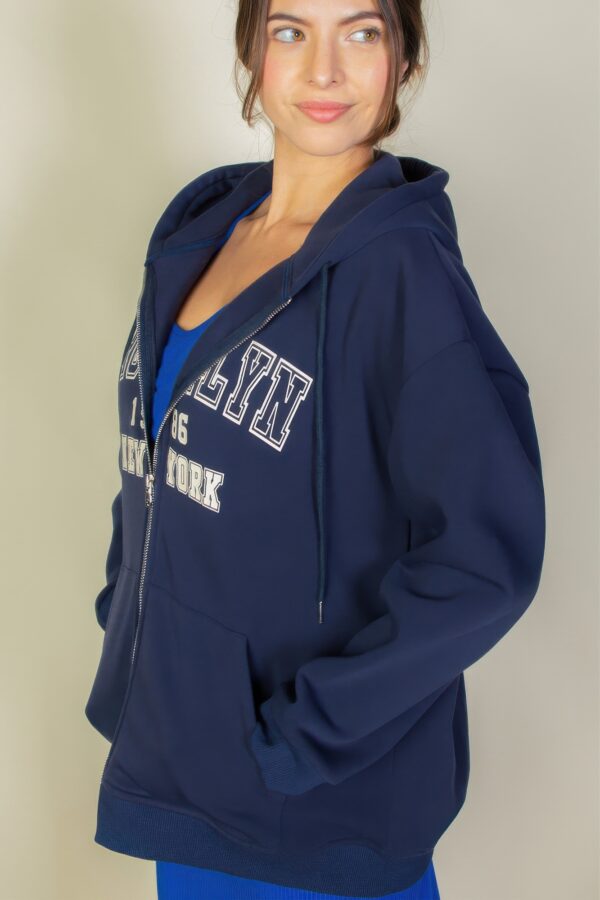Brooklyn Graphic Drop-Shoulder Zip Hoodie
