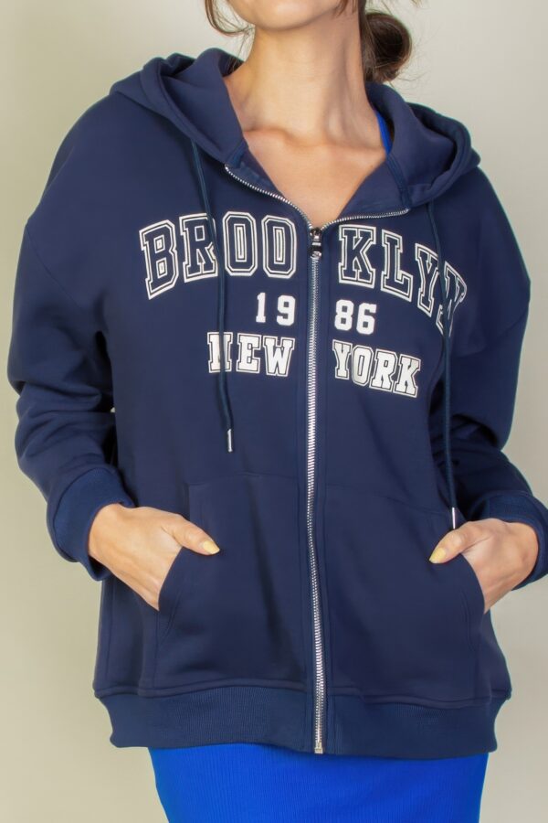 Brooklyn Graphic Drop-Shoulder Zip Hoodie