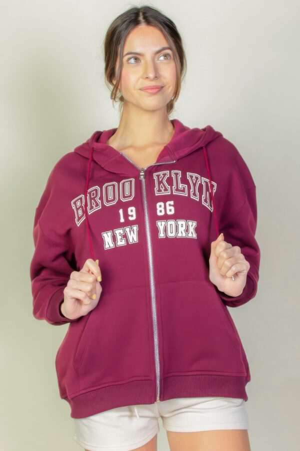 Brooklyn Graphic Drop-Shoulder Zip Hoodie
