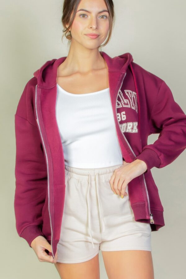 Brooklyn Graphic Drop-Shoulder Zip Hoodie