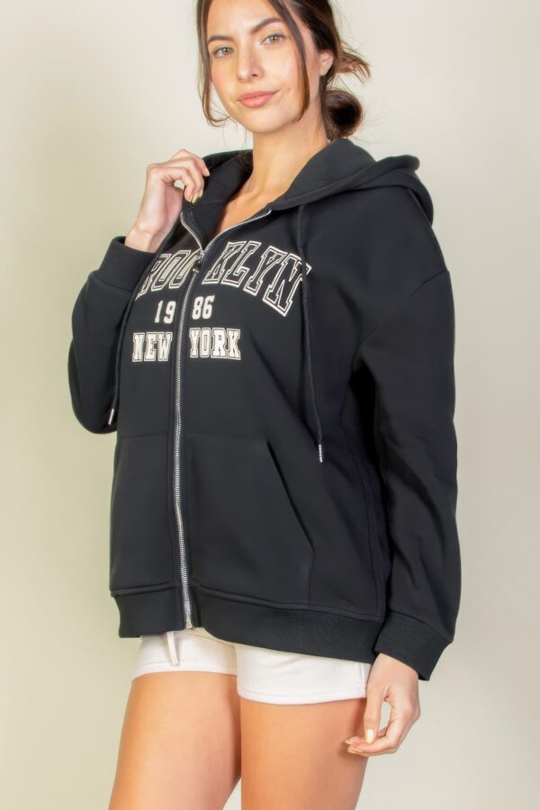 Brooklyn Graphic Drop-Shoulder Zip Hoodie