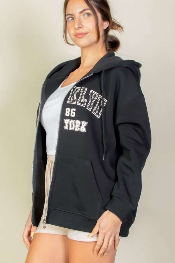 Brooklyn Graphic Drop-Shoulder Zip Hoodie