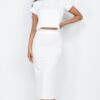 Short-Sleeve Ribbed Top & Midi Skirt Set – Stretch Rib