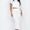 Short-Sleeve Ribbed Top & Midi Skirt Set – Stretch Rib