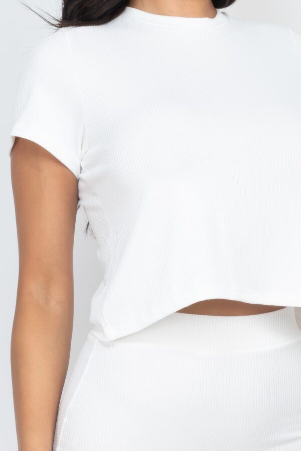 Short-Sleeve Ribbed Top & Midi Skirt Set – Stretch Rib