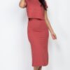 Short-Sleeve Ribbed Top & Midi Skirt Set – Stretch Rib