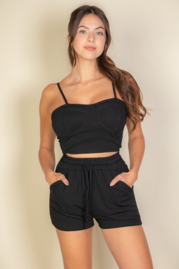 Bustier Cami & Slant-Pocket Wide Shorts Set