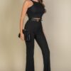 Ribbed Crop Top & Bootcut Pants Set – Stretch Knit