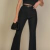 Ribbed Crop Top & Bootcut Pants Set – Stretch Knit