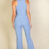 Ribbed Crop Top & Bootcut Pants Set – Stretch Knit