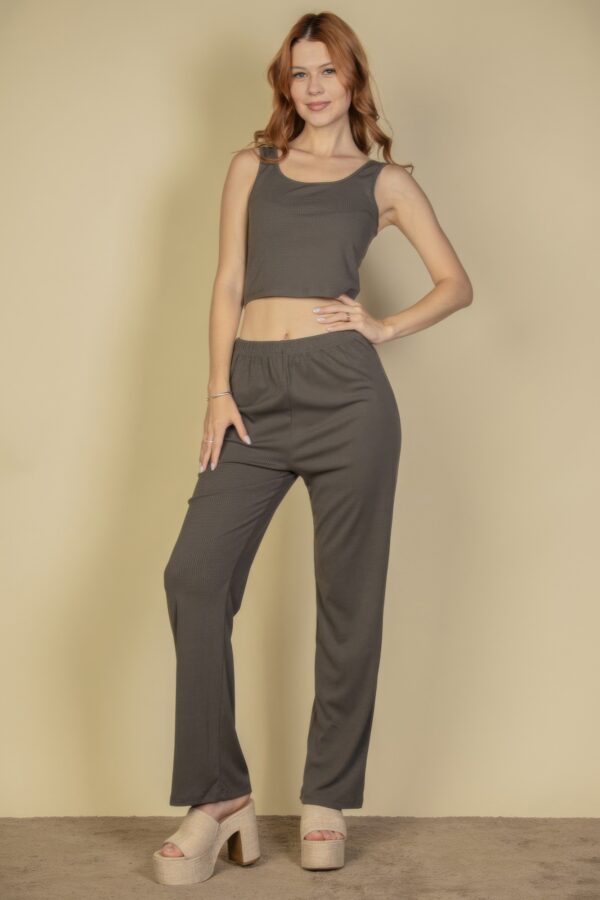 Flat-Back Rib 3-Piece Cami Set with Long Cardigan