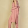 Flat-Back Rib 3-Piece Cami Set with Long Cardigan