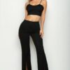 Bustier Crop Top & Front-Slit Wide-Leg Pants Set