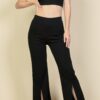 Bustier Crop Top & Front-Slit Wide-Leg Pants Set