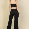Bustier Crop Top & Front-Slit Wide-Leg Pants Set