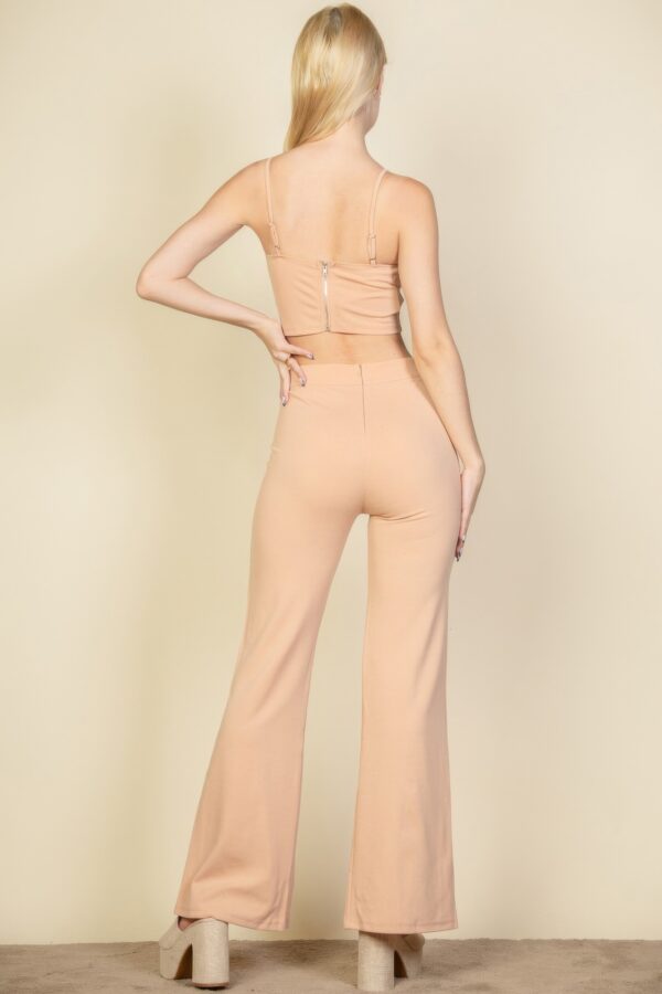 Bustier Crop Top & Front-Slit Wide-Leg Pants Set