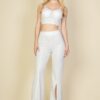 Bustier Crop Top & Front-Slit Wide-Leg Pants Set