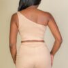 Exposed Seam One-Shoulder Crop Top and Shorts Set