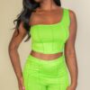 Exposed Seam One-Shoulder Crop Top and Shorts Set