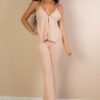 Split-Front Backless Halter & Flare Pants Set